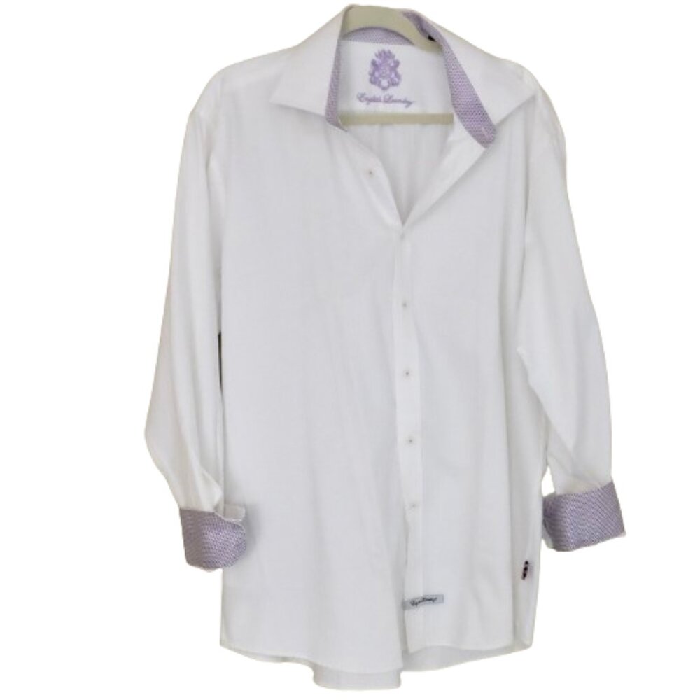 English Laundry White Mens Button-Down Long Sleeved Shirt Flip Cuff NWOT
